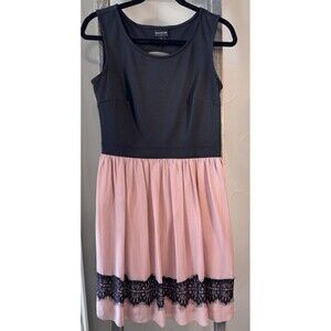 Enfocus Pink/Black Layered Skirt High Waist Tank Dress Size 8  EUC